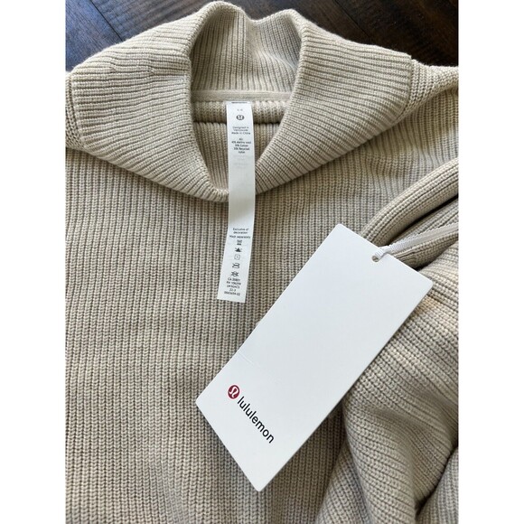 NWT Lululemon Merino Wool Blend Ribbed turtleneck sweater size 14 White Opal - Picture 2 of 5